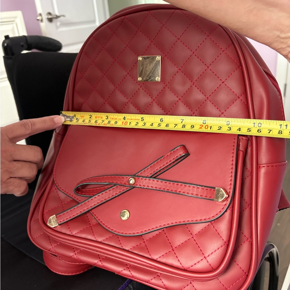 Girls Bowknot Cute Leather Backpack Mini Backpack Purse for Women (Red) (2 pcs) - Picture 14 of 14